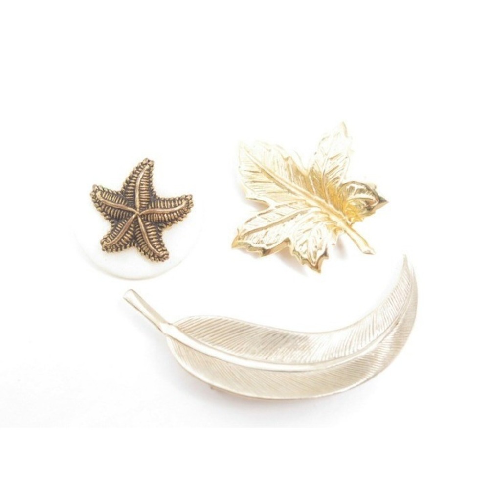 VINTAGE GOLD LEAVES STARFISH PIN BUNDLE